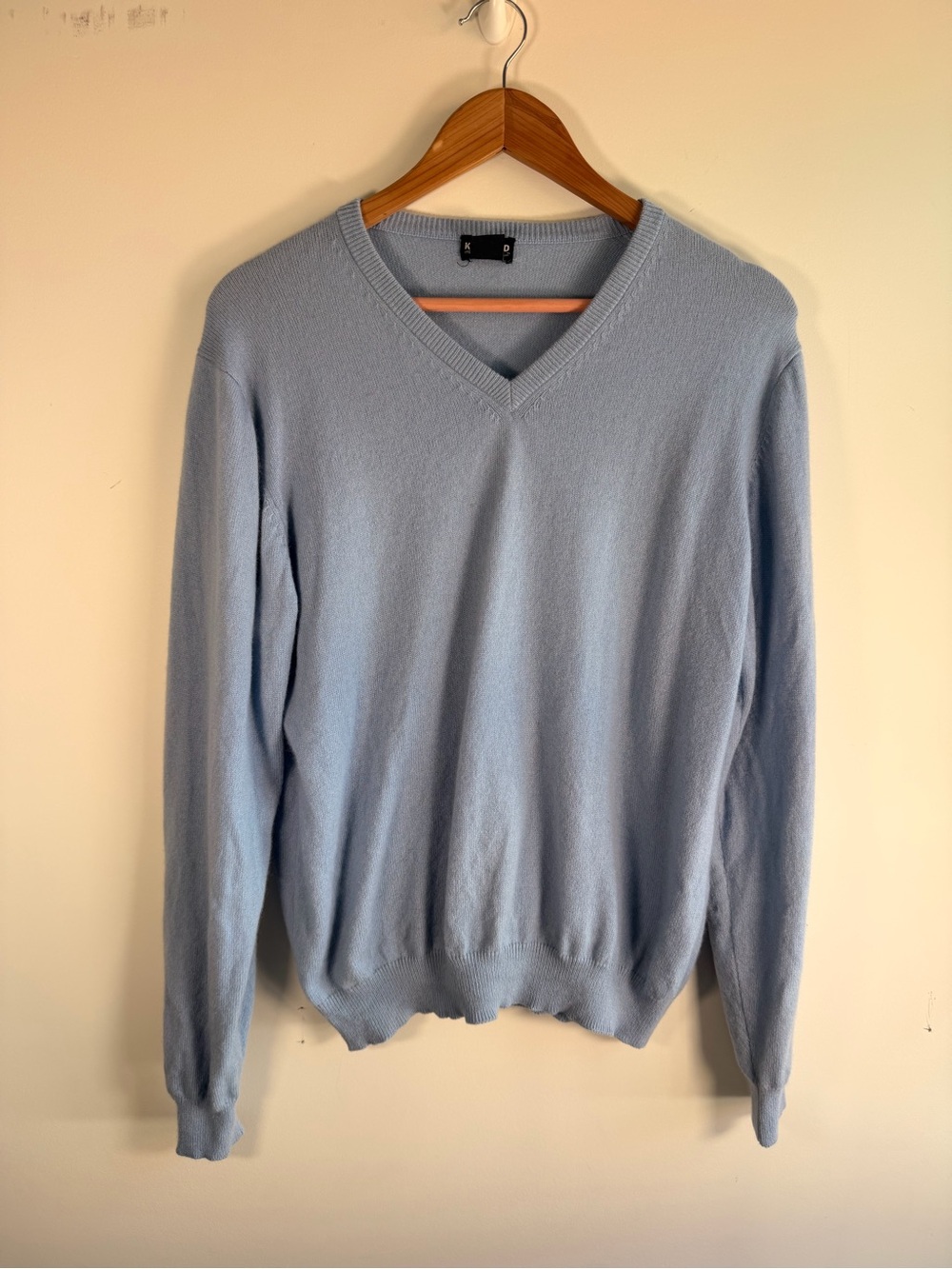 Kirkland Signature Pale Blue Cashmere V-Neck Sweater